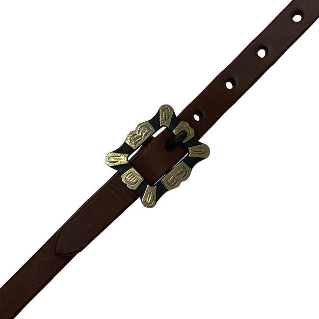 Oiled Harness Single Ear Headstall With Antique Silver Scalloped Buckle