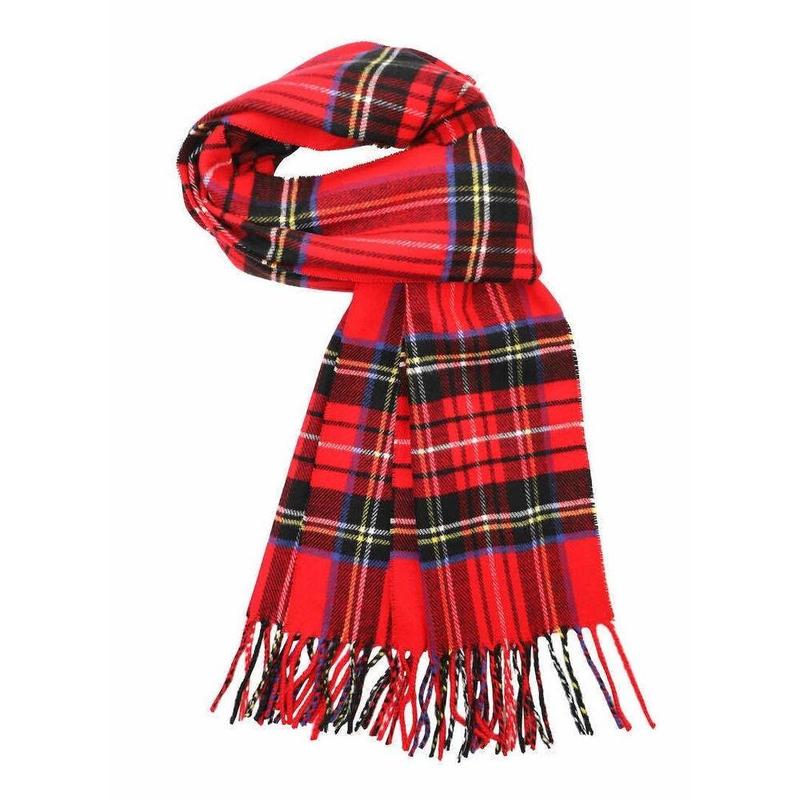 Mens Womens Wool Check Scarf Scotland Made Warm Plaid Wool 100% Cashmere Scarves