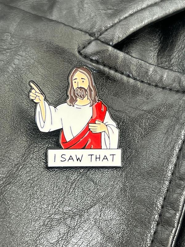 Creative Jesus Design Brooch, Cute Cartoon Character Badge, Fashion Alloy Decorated Enamel Brooch, Student Schoolbag Buckle, Clothing Accessories