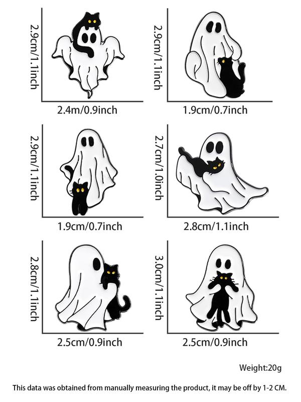 Cute Cartoon Ghost & Cat Design Brooch, Alloy Pins Accessories for Daily Holiday Party Gift, Enamel Pin for Backpacks