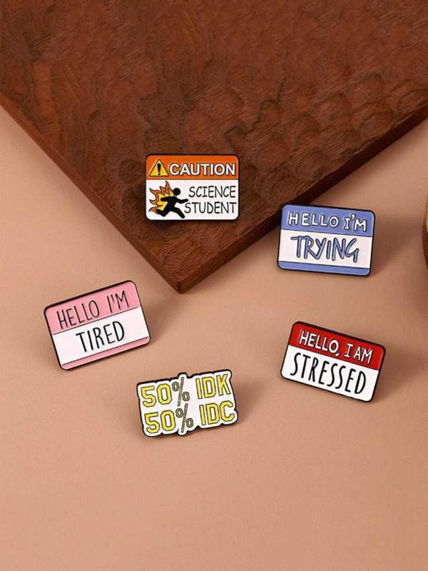 Fashion Letter Pattern Brooch, Cute Slogan Design Alloy Badge for Daily Vacation Holiday Party Gift, Enamel Pin Suitable for Backpacks, Jeans, Scarves