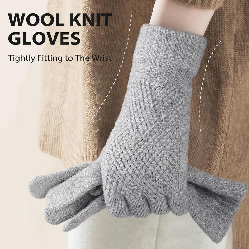 Womens Winter Gloves - Gloves for Women Cold Weather, Warm Touch Screen Fleece Lined Gloves, Elastic Cuff Knit Gloves