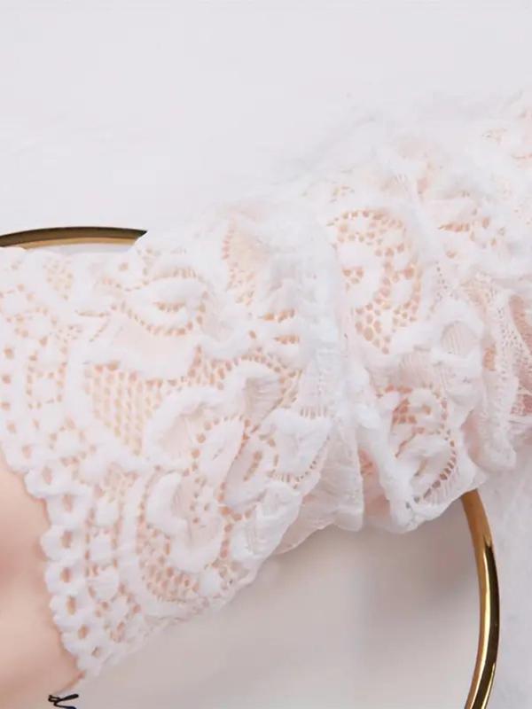 Hollow out Flower Decor Long Fingerless Gloves, 1 Pair Elegant Lace Gloves for Wedding Party, Women Wedding Bridal Accessories