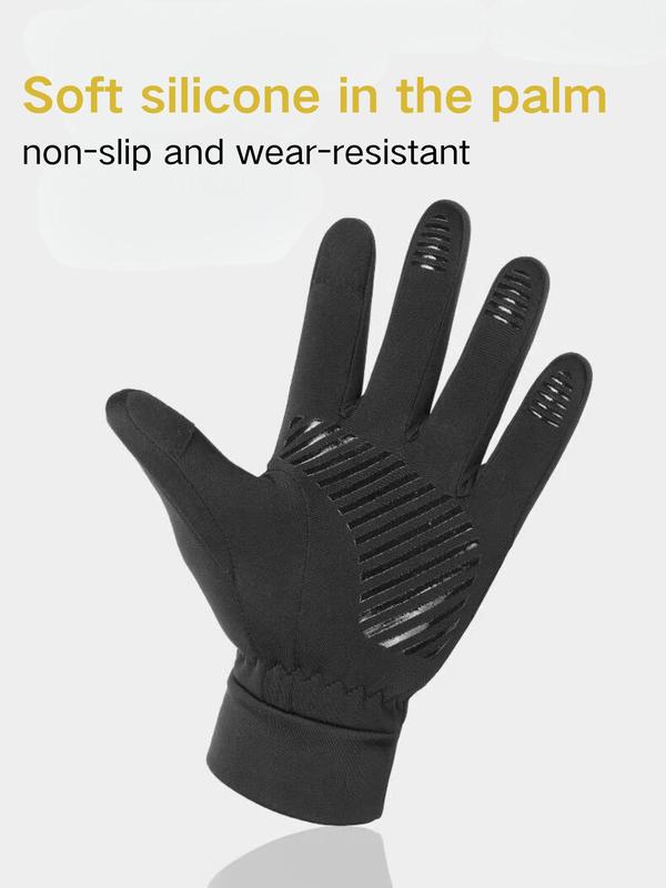 Men's Solid Color Touch Screen Thermal Lined Gloves, Casual Warm Gloves for Running, Cycling, Hiking, Driving, Walking, Typing, Cold Work