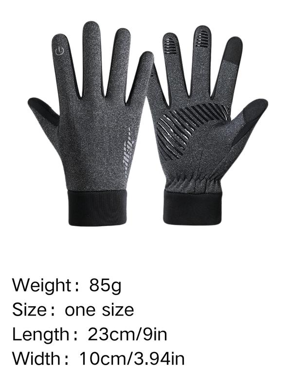 Men's Solid Color Touch Screen Thermal Lined Gloves, Casual Warm Gloves for Running, Cycling, Hiking, Driving, Walking, Typing, Cold Work