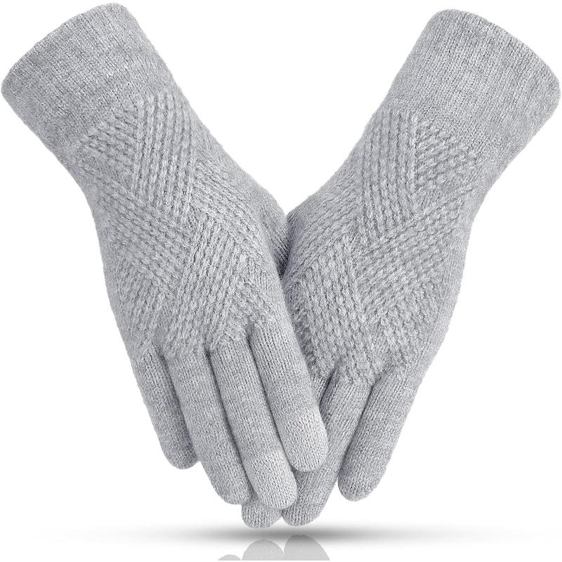 Womens Winter Gloves - Gloves for Women Cold Weather, Warm Touch Screen Fleece Lined Gloves, Elastic Cuff Knit Gloves