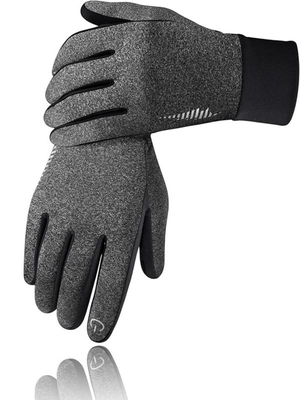 Men's Solid Color Touch Screen Thermal Lined Gloves, Casual Warm Gloves for Running, Cycling, Hiking, Driving, Walking, Typing, Cold Work