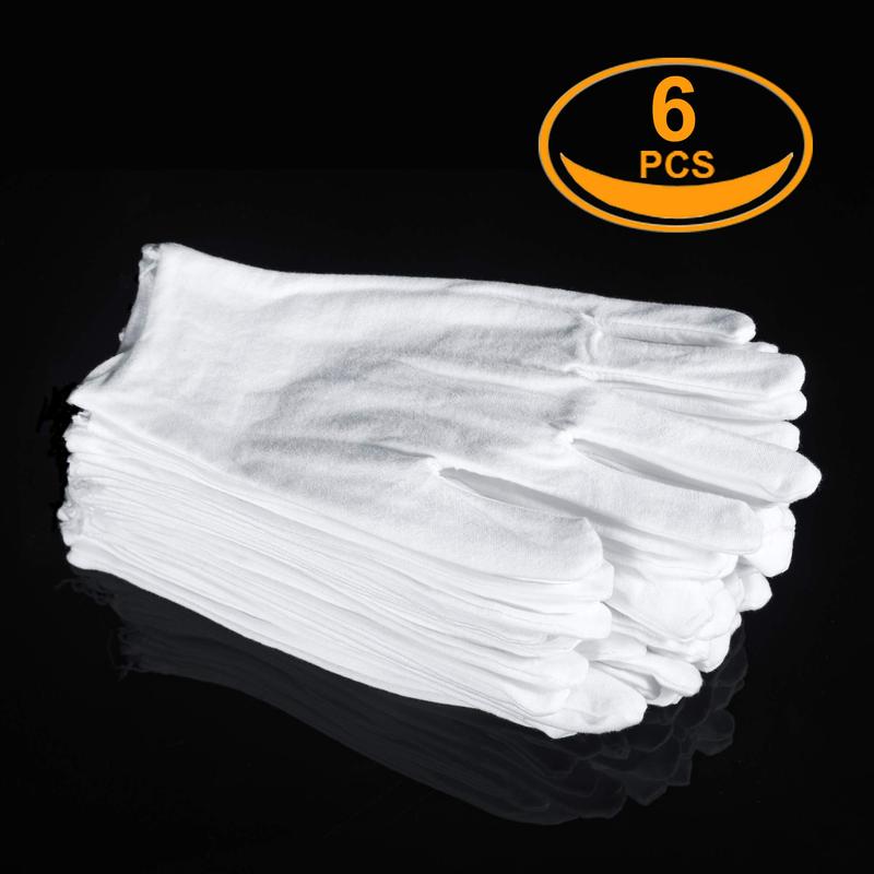 3 Pairs White Cotton Gloves for Dry Hands Eczema SPA Moisturizing - Work Glove Liners for Serving Costume Inspection