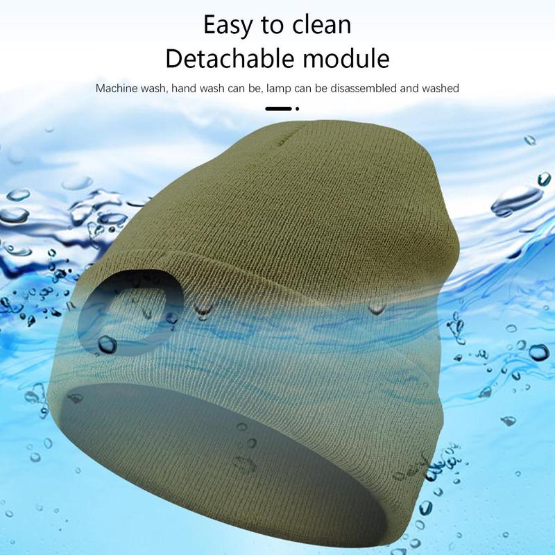 Bluetooth Beanie Hat with Light, Headlamp Cap with Headphones and Built-in Speaker Mic, Christmas Gifts for Men Women Teen