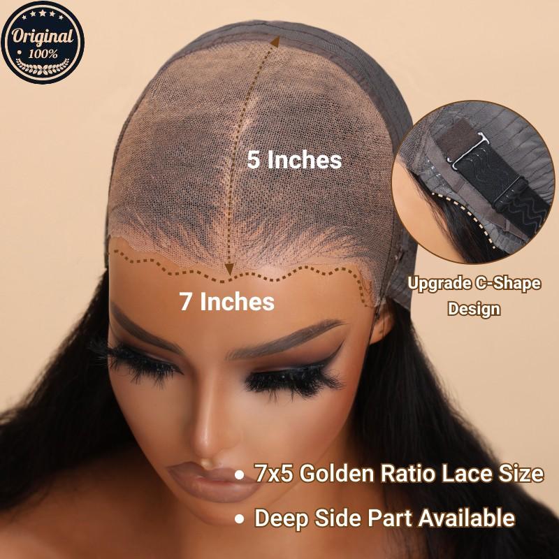 Nadula Bye Bye Knots 2.0 Yaki Straight 7x5 13x4 Human Hair Wig - Pre Cut & Pre Bleached Glueless Wig