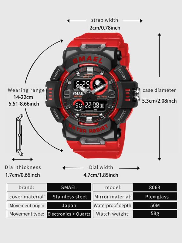 Fashion Digital Watch, Men's Sports Quartz Analog-Digital Waterproof Multi Functional Wristwatch With Box