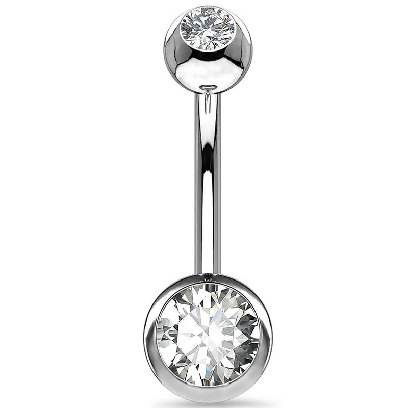 Oufer 14G Titanium Clear CZ Belly Button Ring Basic Belly Piercing Jewelry belly pierce