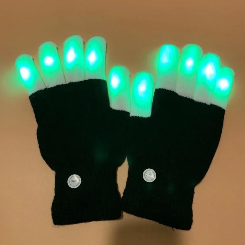 1 Pair LED Flashing Magic Gloves Colorful Finger Glowing Glove for Winter Festival Rave