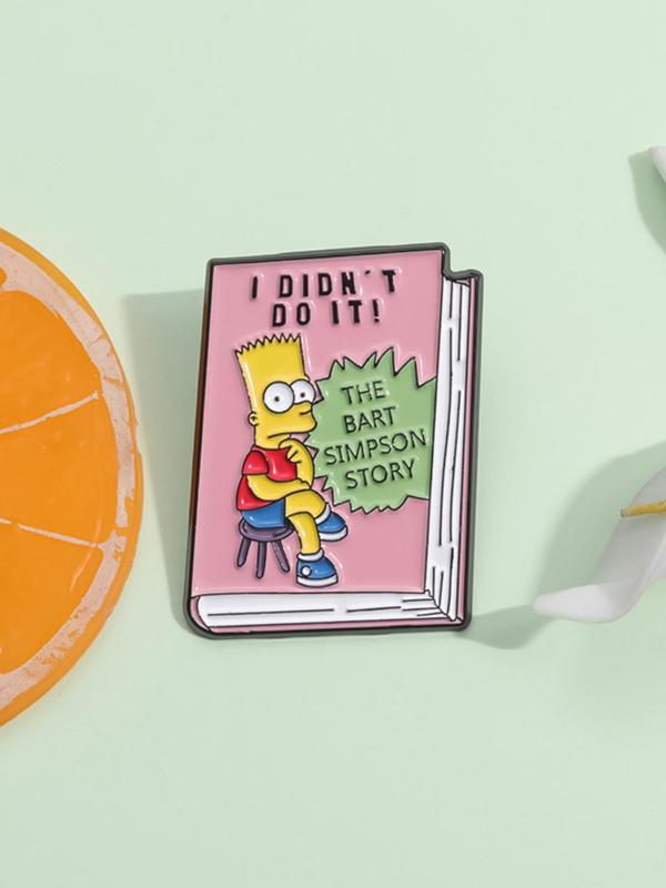 Cartoon Character Brooch, Cute Book Shaped Enamel Pin, Fashion Accessories for Women & Men, Trendy All-match & Exquisite Brooch for Birthday Gift