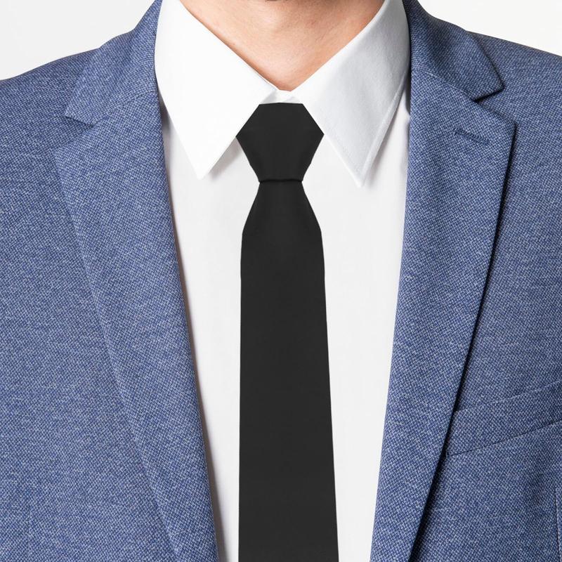 Men's Black Tie, Pre-Tied Adjustable Zipper Ties, 2.8