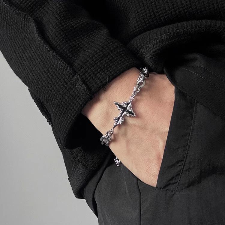 [Limited time offer]Fashion Irregular Dissolved Dark Cross Bracelet Men's Versatile Niche Design High-end Bracelet