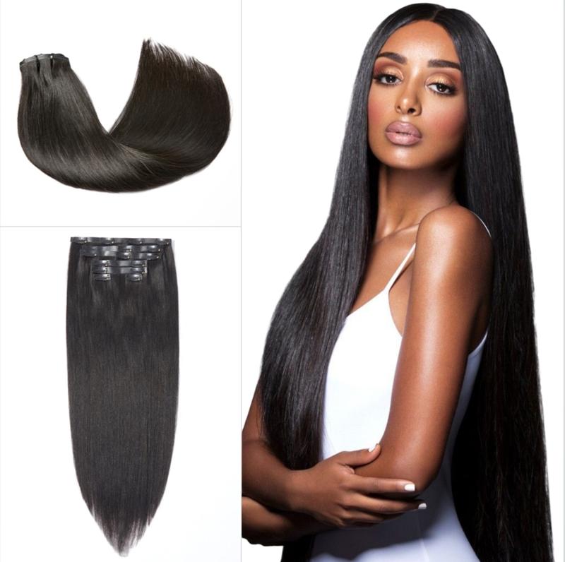 LUVME 100% Virgin Human Hair Extensions 135g Pack Straight, Body Wave, Kinky Curly, Yaki Straight Clip-In 03ACCU