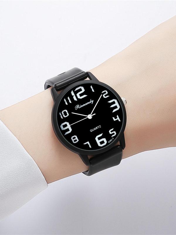 Women's Simple Fashion Round Dial Analog Quartz Watch, Fashionable Casual Silicone Strap Watch, Without Box