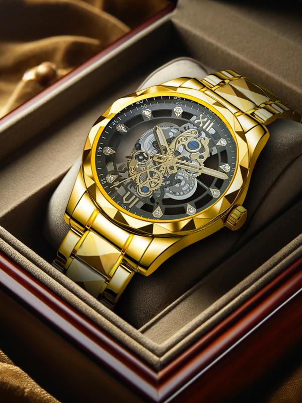 Men's Business Fashion Round Dial Watch, Fashion Watch for Party, Daily Clothing Decor, Trendy All-match & Exquisite Watch for Birthday Gift with Box