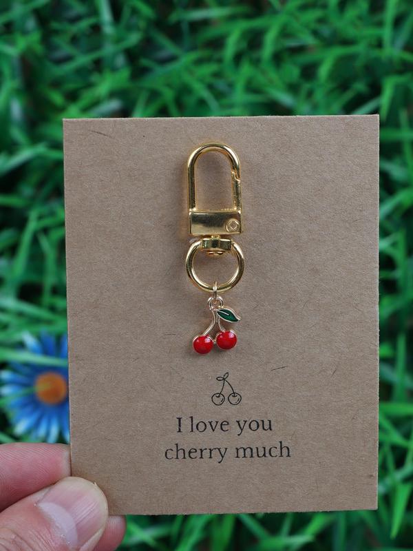 Cute Strawberry & Cherry & Bee Design Keychain, Fashionable Keychain for Women & Men, Trendy All-match Keychain for Birthday Gift