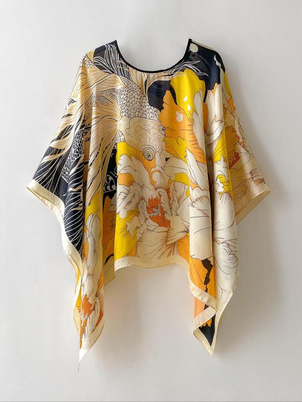 Women's Floral Print Shawl, Casual Soft Comfortable Scarf for All Seasons, Fashion Accessories for Daily Wear