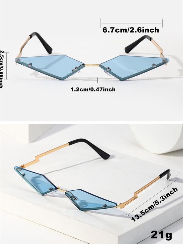 1 Pair Simple Geometric Sunglasses for Everyday Use, All Seasons Rimless Fashion Sunglasses, Travel Accessories