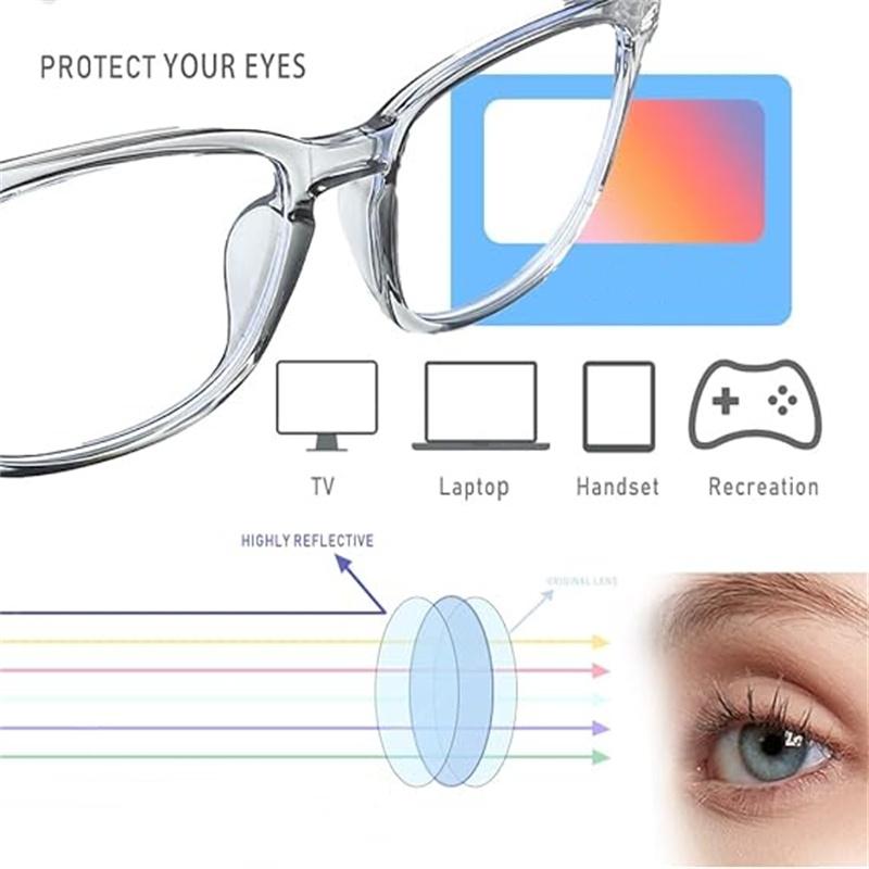 2 Pack Computer Gaming Glasses,Fashion Large Size Square Frame Eyeglasses for Everyday Use