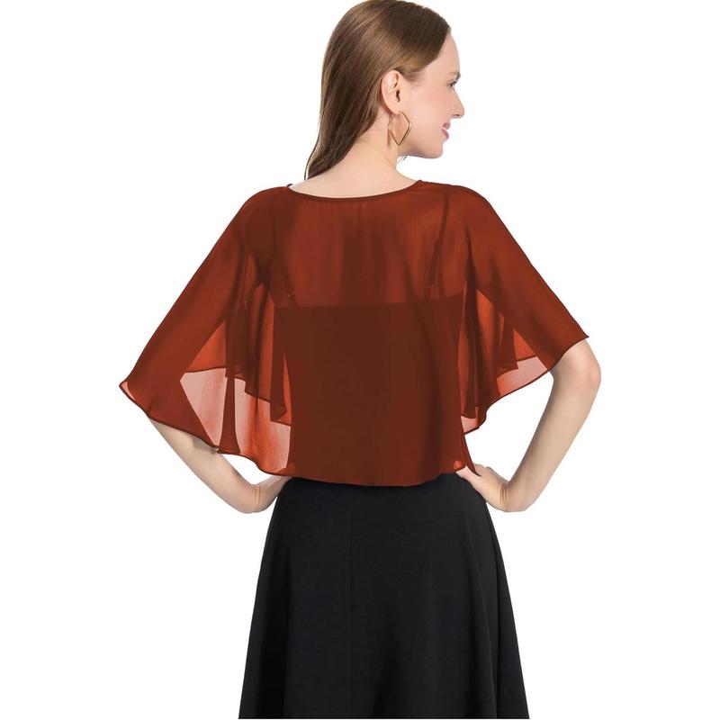 Capelets for Women Soft Chiffon Shawls Wraps Shurg for Evening Wedding Capes Bolero Cover Up