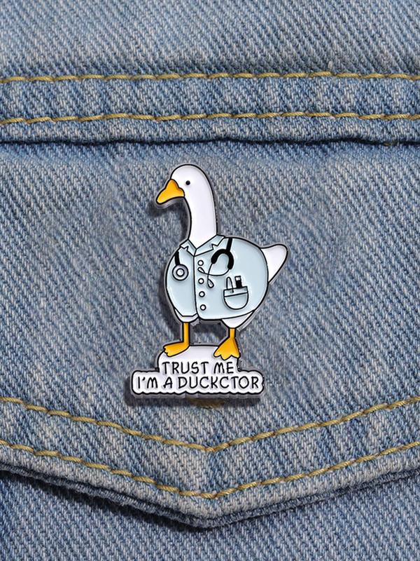 Cute Duck Design Brooch, Letter & Animal Design Brooch, Fashion Accessories for Men & Women