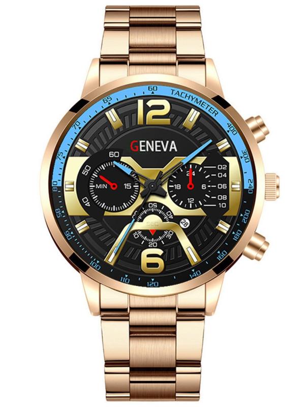 Men's Business Fashion Round Dial Quartz Watch, Fashion Watch for Party, Daily Clothing Decor, Trendy All-match & Exquisite Watch for Birthday Gift