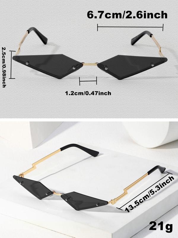 1 Pair Simple Geometric Sunglasses for Everyday Use, All Seasons Rimless Fashion Sunglasses, Travel Accessories