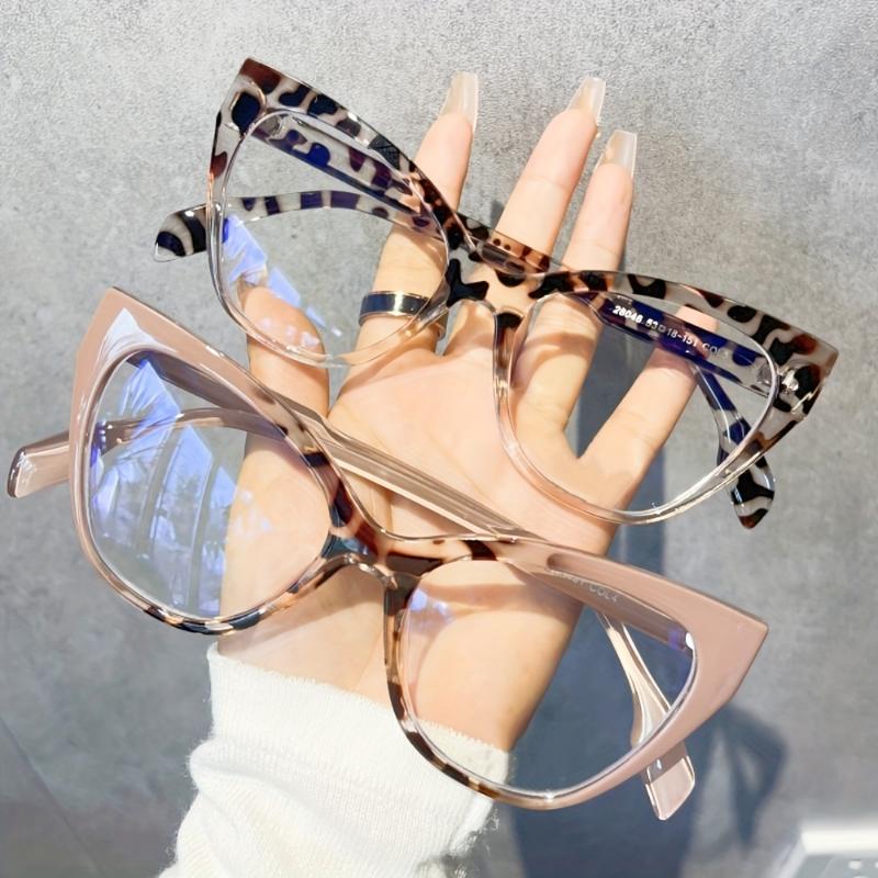 Vintage Cat Eye Color Block Frame Clear Lens Glasses Leopard Fashion Computer Glasses Spectacles For Women