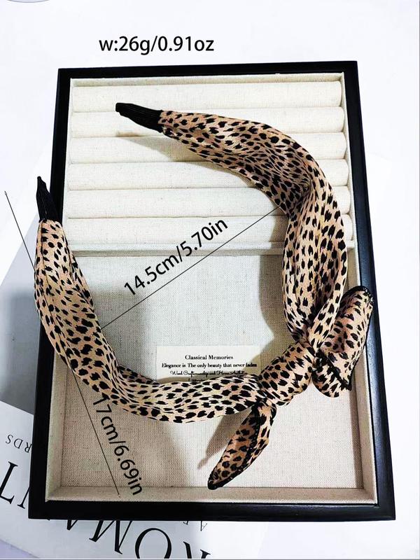 Vintage Leopard Print Bow Decor Hair Hoop, Casual Wide Band Hair Hoop for Women & Girls, Elegant All-match Fashion Accessories for Daily Wear