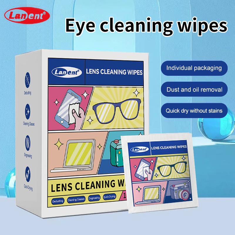 Lanent Lens Cleaning Wipes for Eyeglasses, Pack of 100- Eyeglass Wipes Individually Wrapped, Eye Glass Cleaning, Lenses Wipes for Glasses Sunglasses