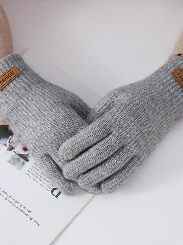 Unisex Solid Color Knit Gloves, Casual Touch Screen Warm Gloves for Fall & Winter, Fashion Accessories for Men & Women