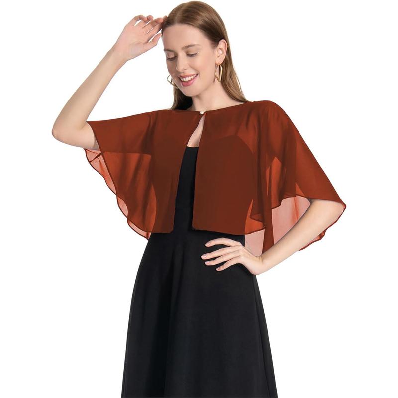 Capelets for Women Soft Chiffon Shawls Wraps Shurg for Evening Wedding Capes Bolero Cover Up