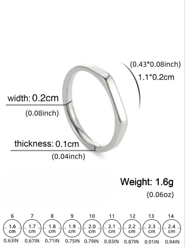 Simple Geometric Design Stainless Steel Ring,  Minimalist Fashion Wedding Engagement Ring Jewelry Gift for Men & Women, Classic Fashion Accessories for Daily Wear