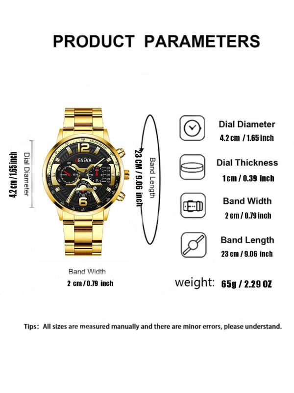 Men's Business Fashion Round Dial Quartz Watch, Fashion Watch for Party, Daily Clothing Decor, Trendy All-match & Exquisite Watch for Birthday Gift