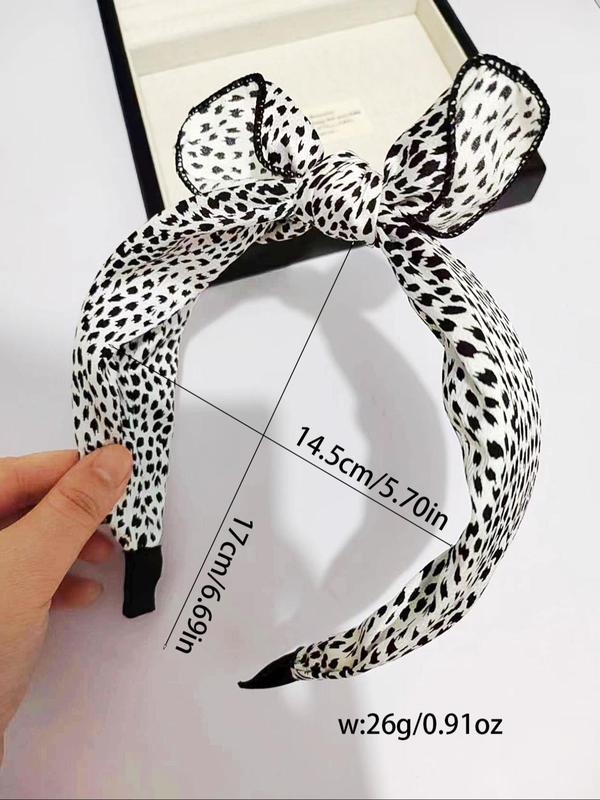 Vintage Leopard Print Bow Decor Hair Hoop, Casual Wide Band Hair Hoop for Women & Girls, Elegant All-match Fashion Accessories for Daily Wear