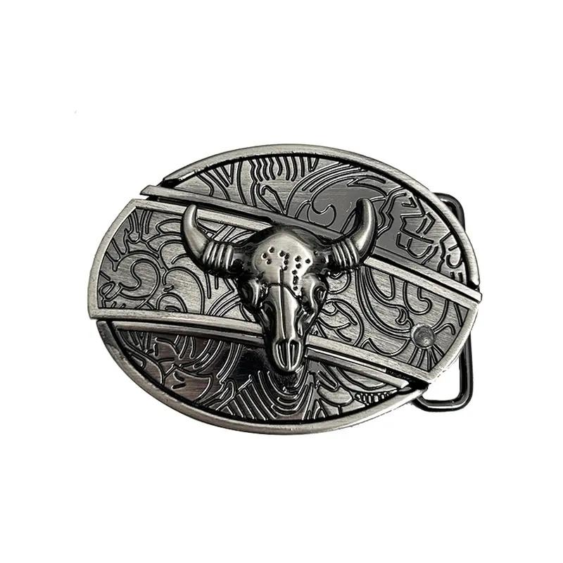 Belt Buckle (Belt Not Included) Oval Removable Western Fashion Protection Unisex Animal Flag Silver Western Belt Buckle