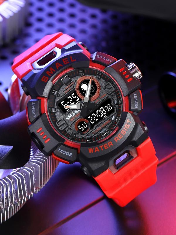 Fashion Digital Watch, Men's Sports Quartz Analog-Digital Waterproof Multi Functional Wristwatch With Box