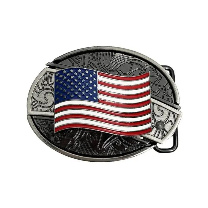 Belt Buckle (Belt Not Included) Oval Removable Western Fashion Protection Unisex Animal Flag Silver Western Belt Buckle