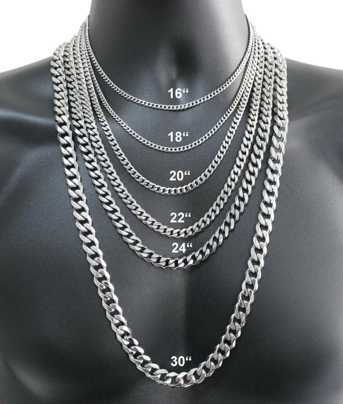 3 5 7 9 11mm Stainless Steel Silver Color Cuban Curb Chain Necklace Choker 16-30