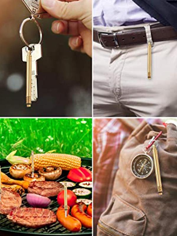 Portable Titanium Toothpicks, Fall Pocket Toothpicks Keychain, Brass Toothpick Holder for Picnic Camping Accessories, Trendy Exquisite Keychain for Birthday Gift