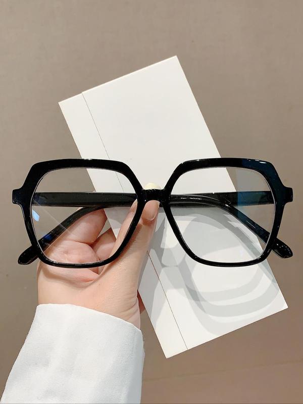 Hexagonal Flat Frame Eyeglasses for Women & Men, Hot Fashion Eyeglasses for Work, Daily Clothing Decor, for Student Daily Use