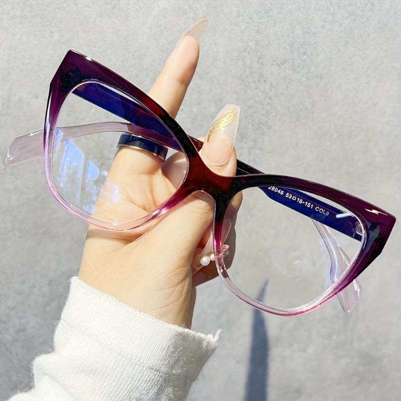 Vintage Cat Eye Color Block Frame Clear Lens Glasses Leopard Fashion Computer Glasses Spectacles For Women