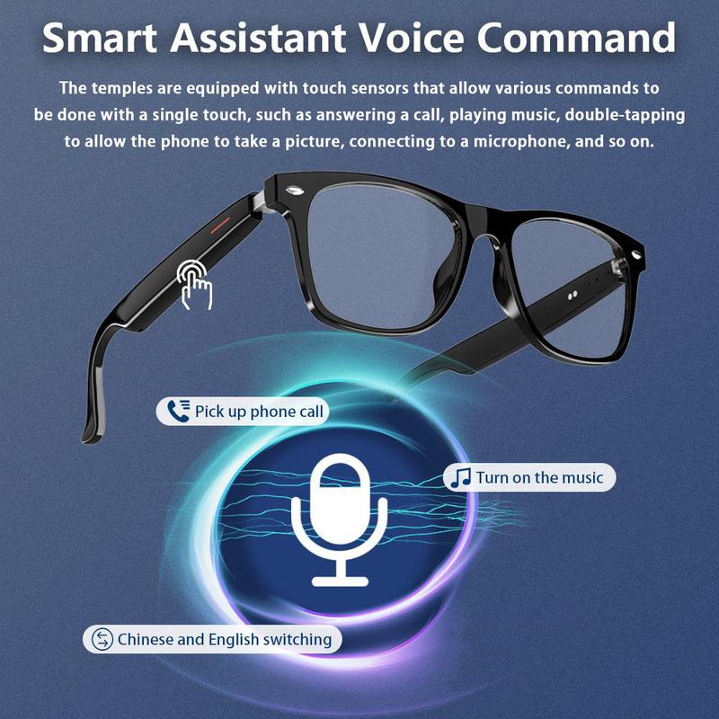 Smart Glasses, BT Sunglasses, Built-in Microphone and Speaker, Voice Assistant, UV Protection, Office, Driving, Riding, Outdoor Sports Bluetooth Glasses music playback Smart Glasses Wireless Bluetooth