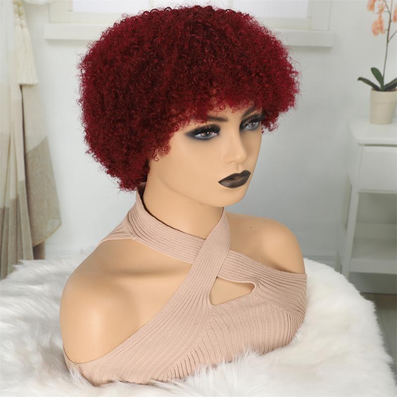 Liddywig Short Afro Kinky Curly Blonde Wig For Woman 100% Human Hair Wigs 180% Density Pixie Curl Afro Wig Afro Kinky Curly Wigs