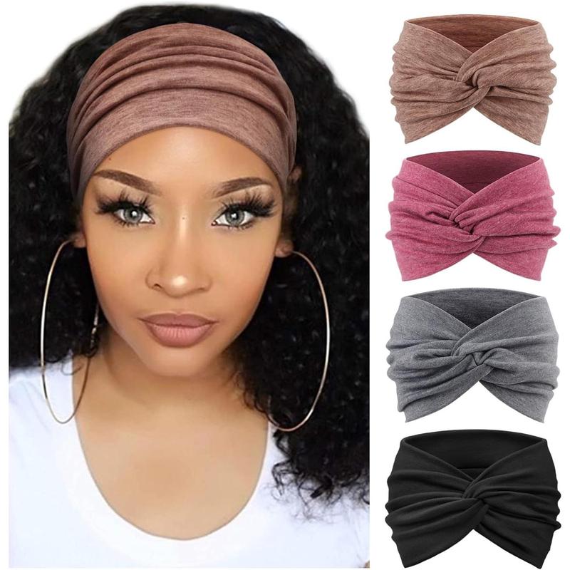 4 Pack Headbands for Women Criss Cross Vintage Head Wrap Boho Headband Elastic Hair Accessories