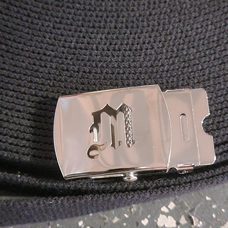 Initial letters Canvas Military Web Black Belt 55 inch & Silver Buckle